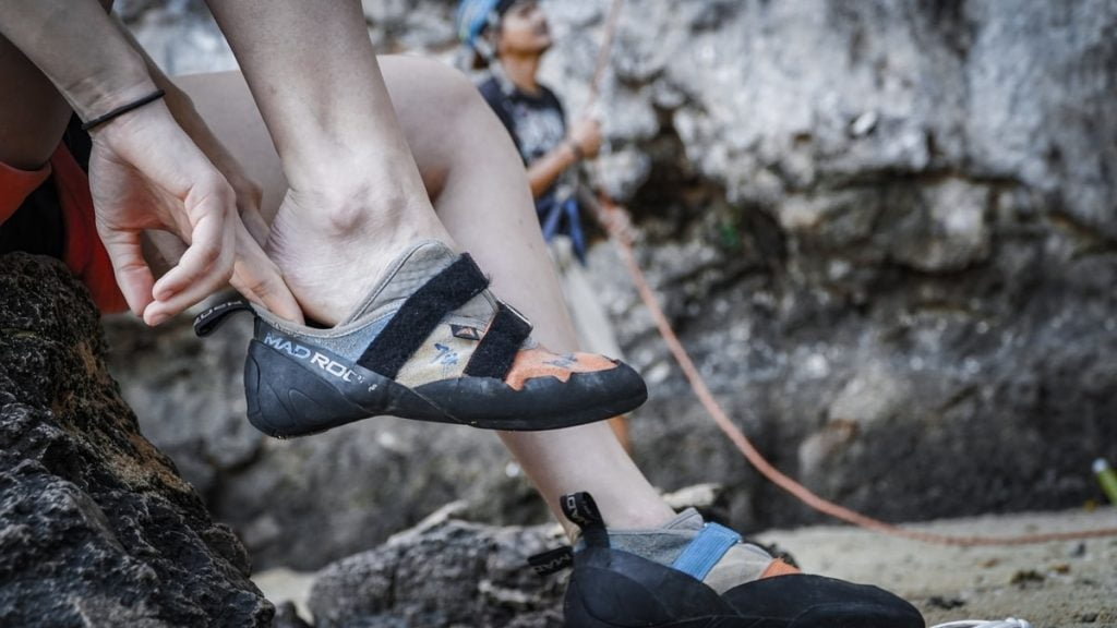 wearing-climbing-shoes-for-rock-climbing