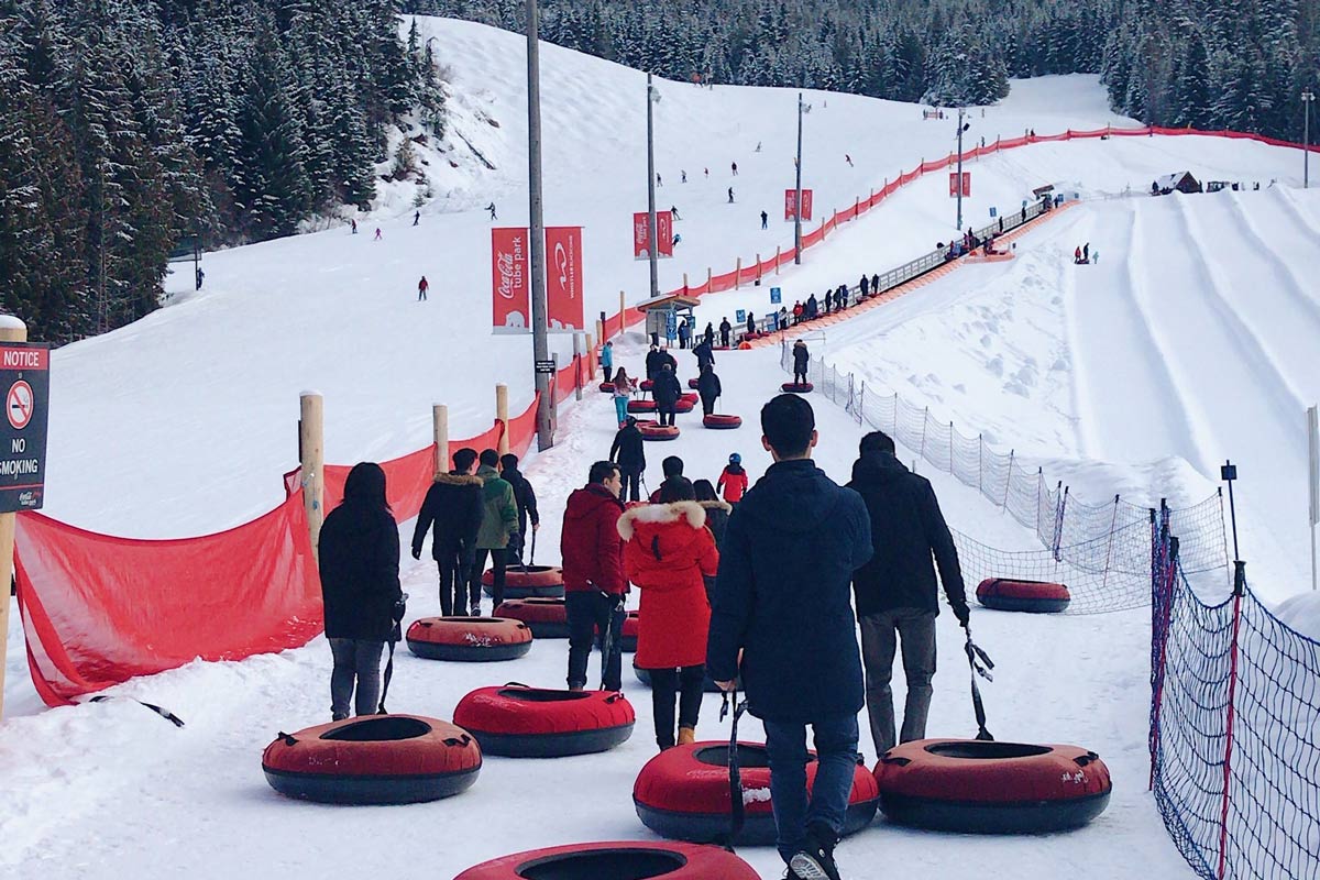 snow tubing at Whistler in Canada