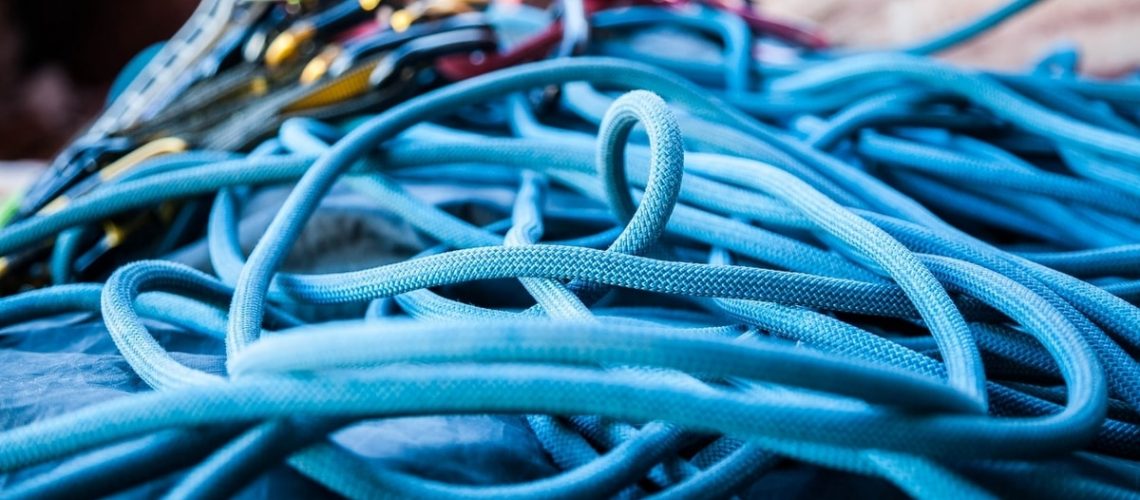 Blue climbing ropes